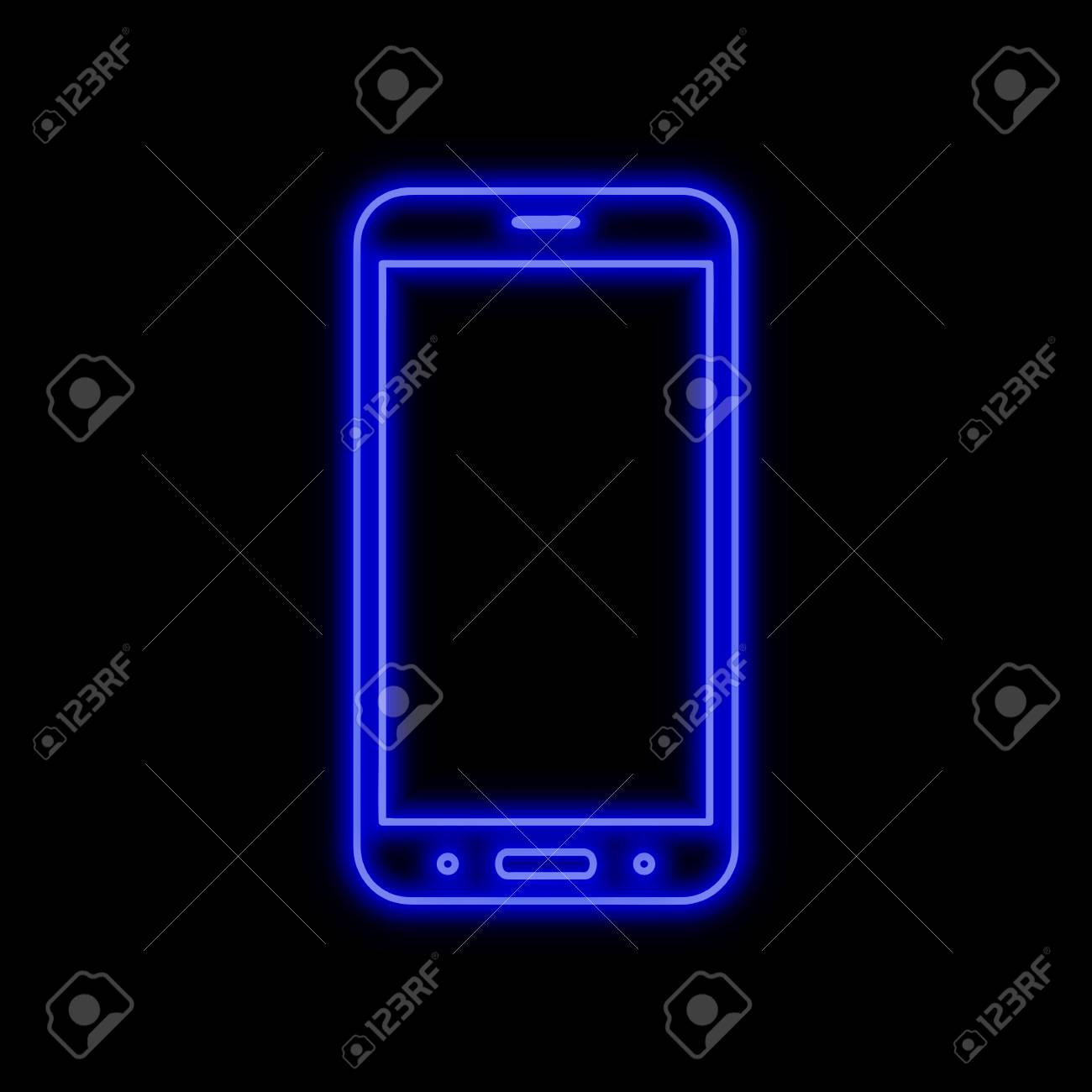Mobile Phone Smartphone Neon Sign Bright Glowing Symbol On