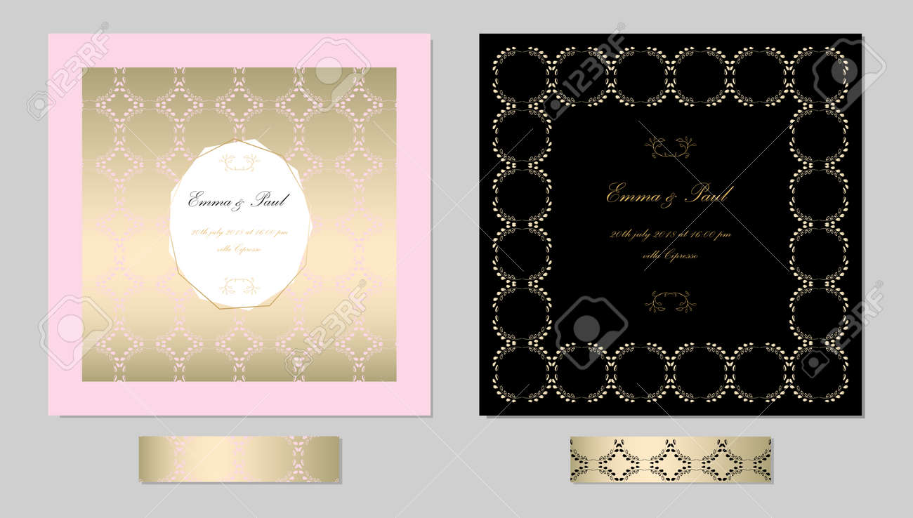 set of trendy elegant pink gold cards for wedding invitations elegant greeting cards