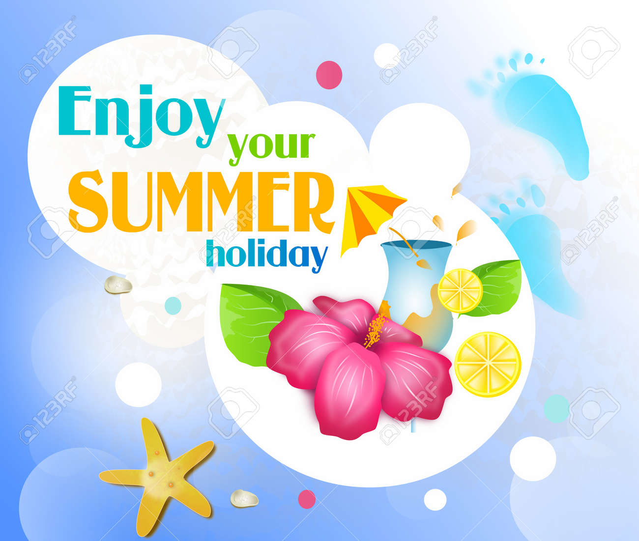 summer card with greeting enjoy your summer holiday stock photo
