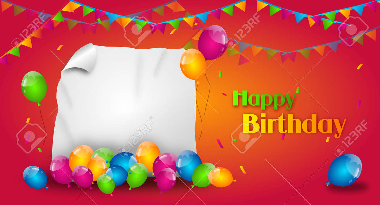 Colorful Joyeux Anniversaire Carte De Voeux Avec Des Ballons De Decoration Banque D Images Et Photos Libres De Droits Image