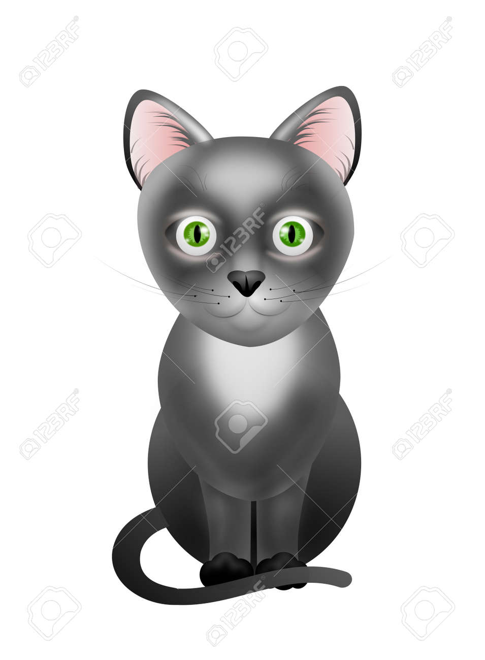 Illustration Du Chat Noir Mignon Isolé Sur Fond Blanc