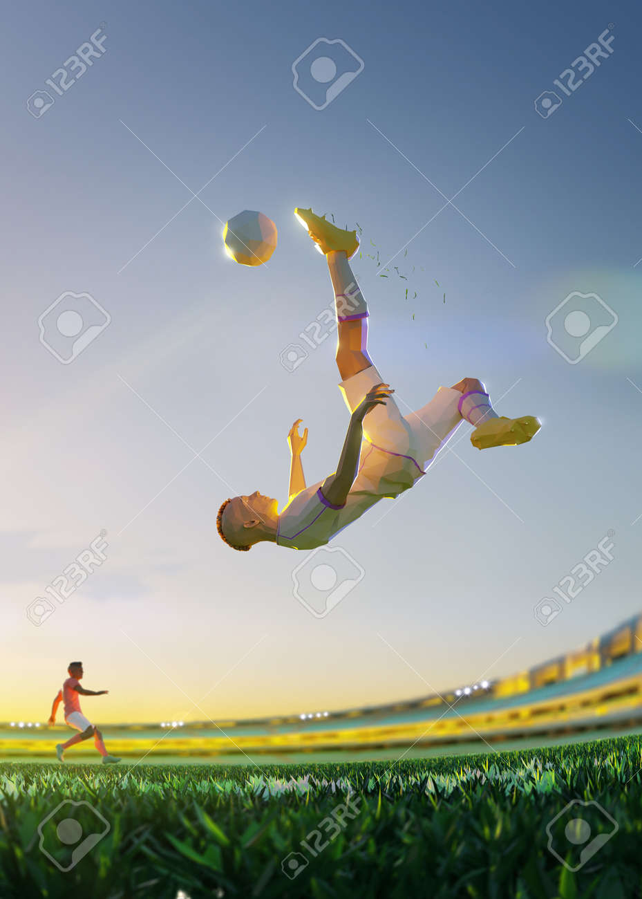 Soccer player in attack. polygon style 3d render illustration Vertical picture - 156788250 Soccer player in attack. polygon style 3d render illustration Vertical picture - 156788250