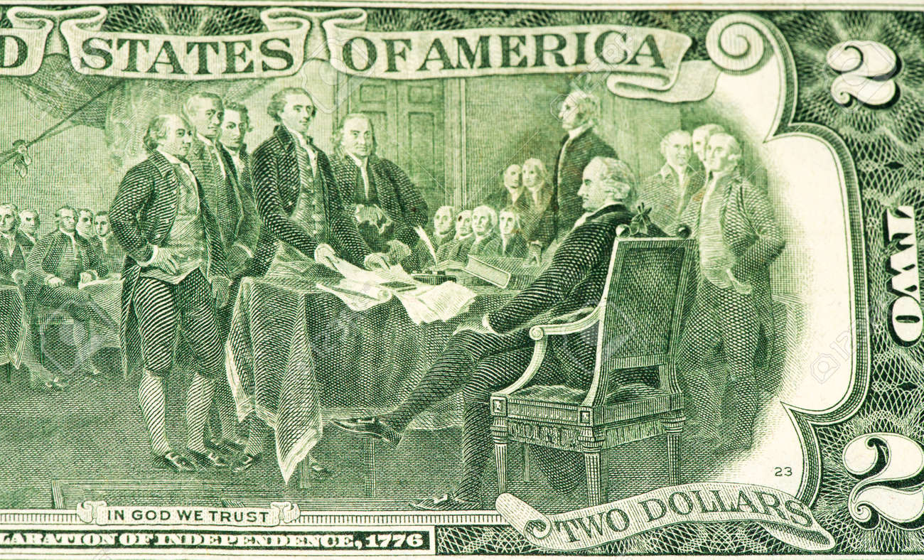 1976 年に行われた 2 ドル紙幣に独立宣言に署名の写真素材・画像素材 Image 61984079