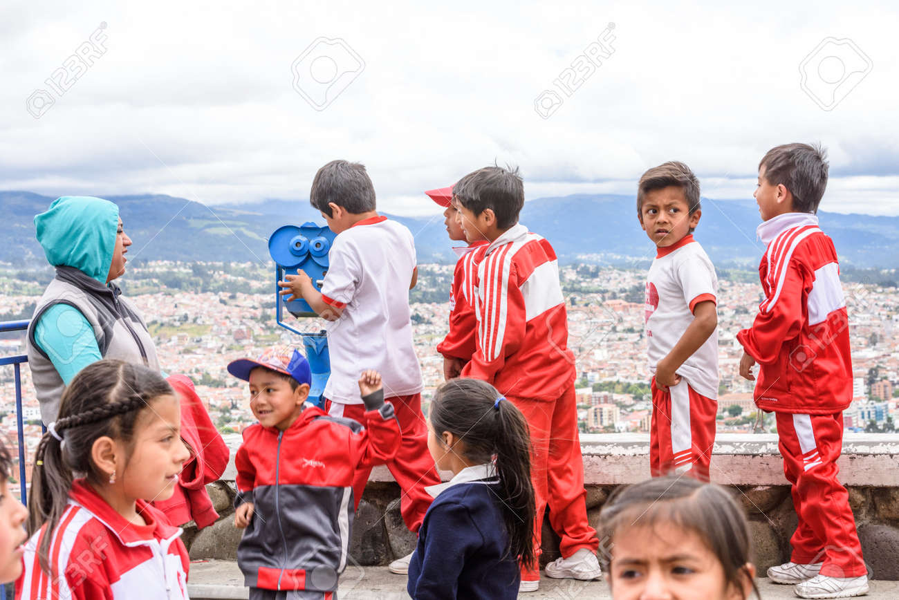 Cuenca ecuador jan 9 2015 unidentified ecuadorian children in sport clothes look