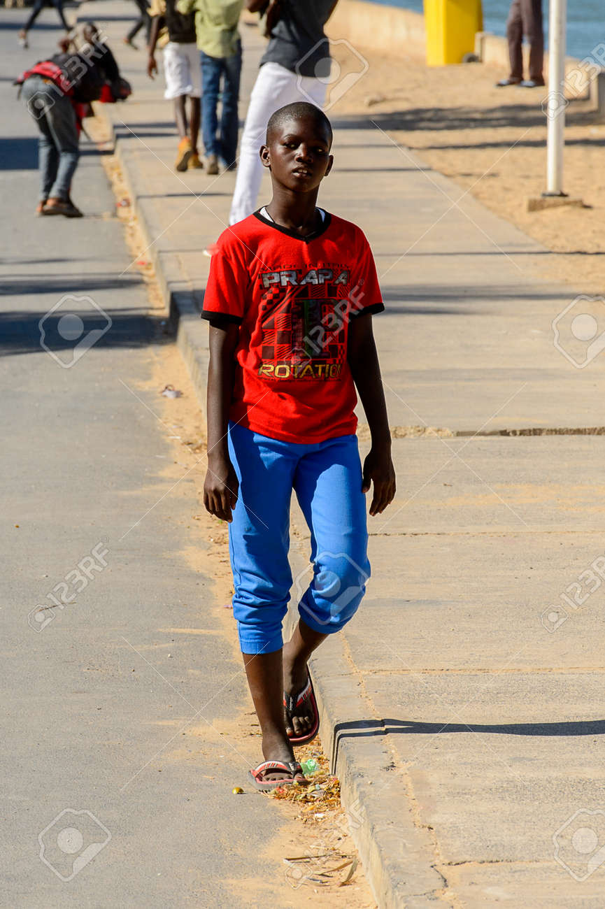 blue pants and red shirt