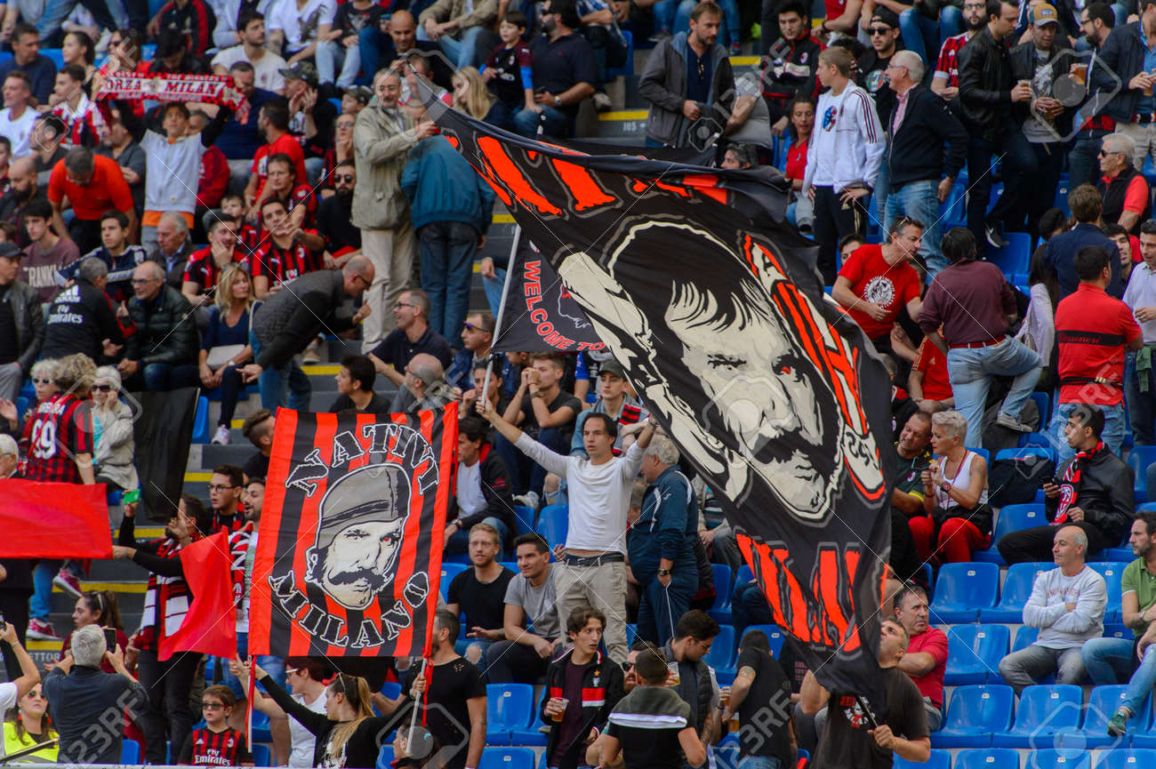 MILAN - OCT 7, 2018: South Tribune (Curva Sud) With The ACMilan's