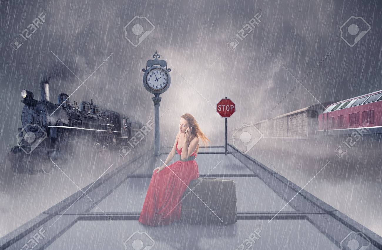 young woman in red
