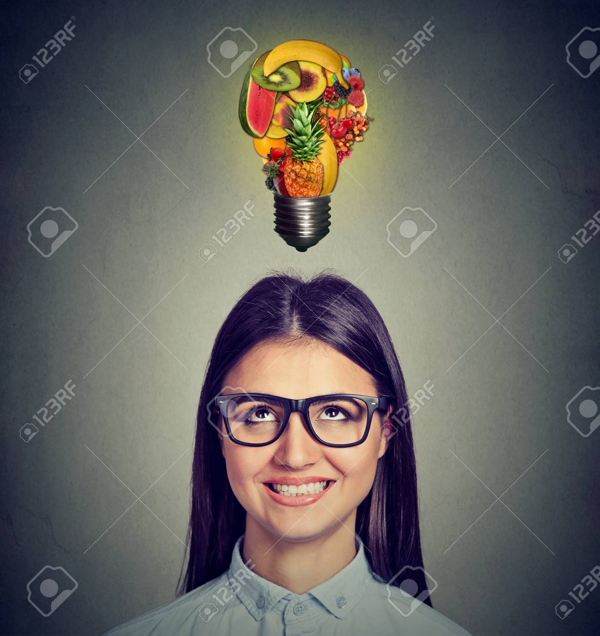 eating healthy diet tips concept headshot of a woman looking