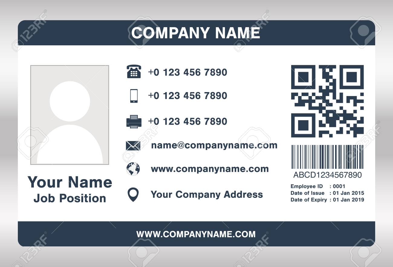 simple blue employee id card template vector royalty free cliparts