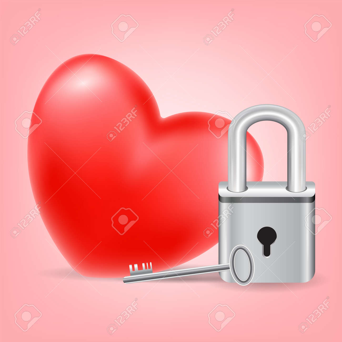 Herz Mit Einem Schlussel Und Schloss Auf Rosa Hintergrund Lizenzfrei Nutzbare Vektorgrafiken Clip Arts Illustrationen Image 92940295