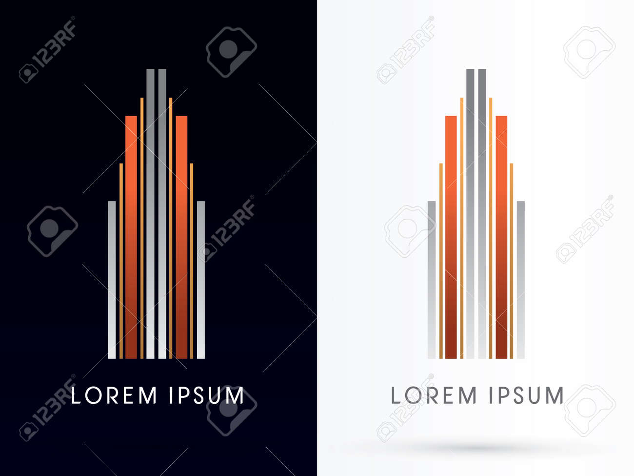 建築線銀および青銅を使用して設計色四角形のライン ロゴ シンボル アイコン グラフィック ベクトル のイラスト素材 ベクタ Image