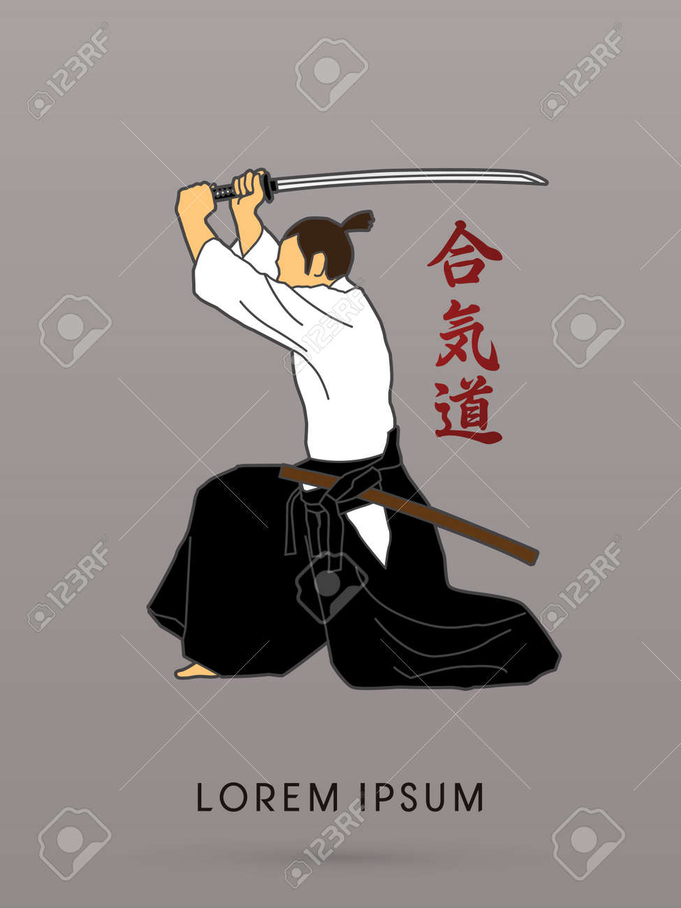 侍刀 合気道アクション グラフィック ベクトルを持つ のイラスト素材 ベクタ Image 侍刀 合気道アクション グラフィック ベクトルを持つ のイラスト素材 ベクタ Image
