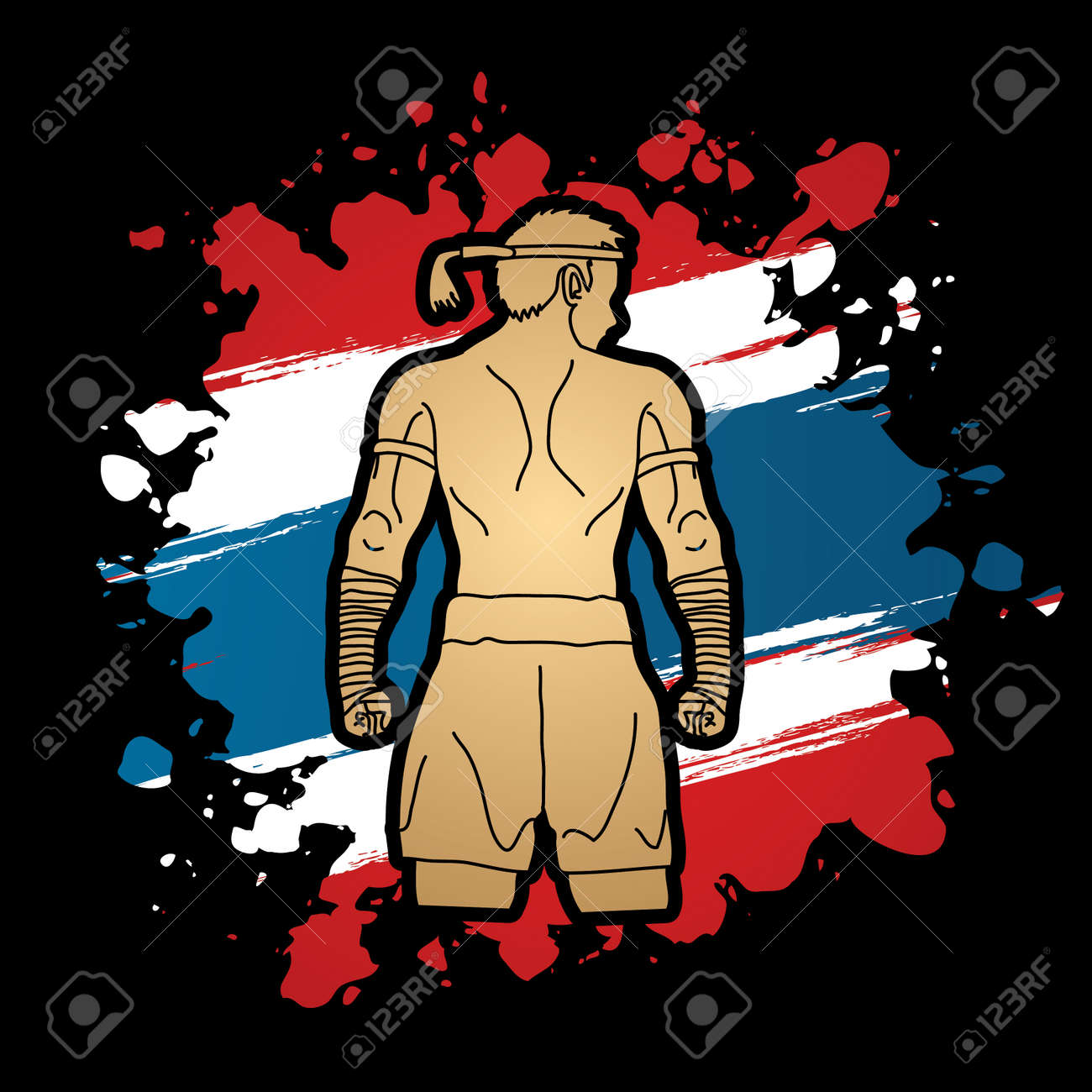 Muay Thai Thai Boxing Sport Pose Design On Thailand Flag Background Royalty Free Cliparts Vetores E Ilustracoes Stock Image 52556046