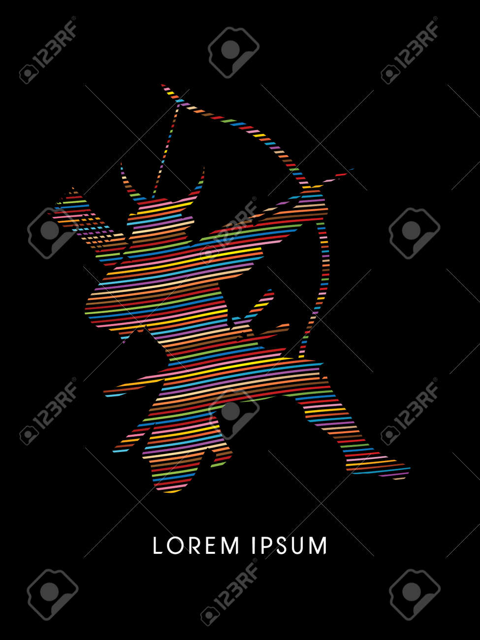 武士弓 ライン虹グラフィック ベクトルを使用して設計 のイラスト 武士弓 ライン虹グラフィック ベクトルを使用して設計 のイラスト