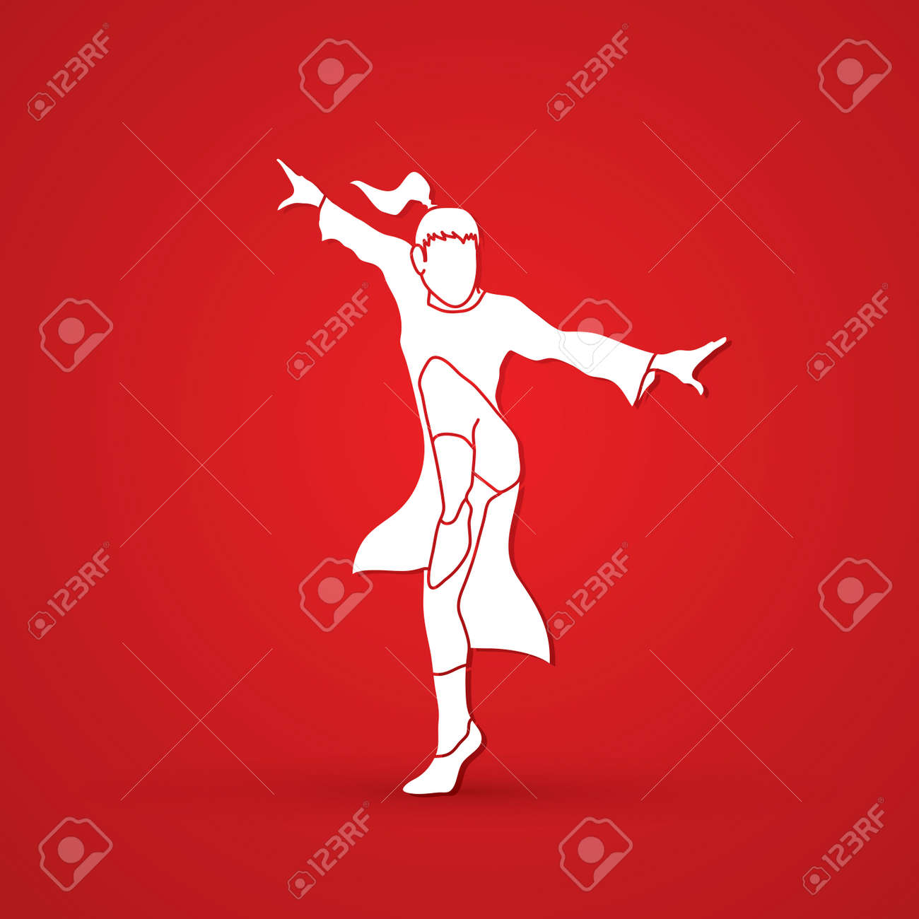 カンフー ポーズのグラフィック ベクトル のイラスト素材 ベクタ Image