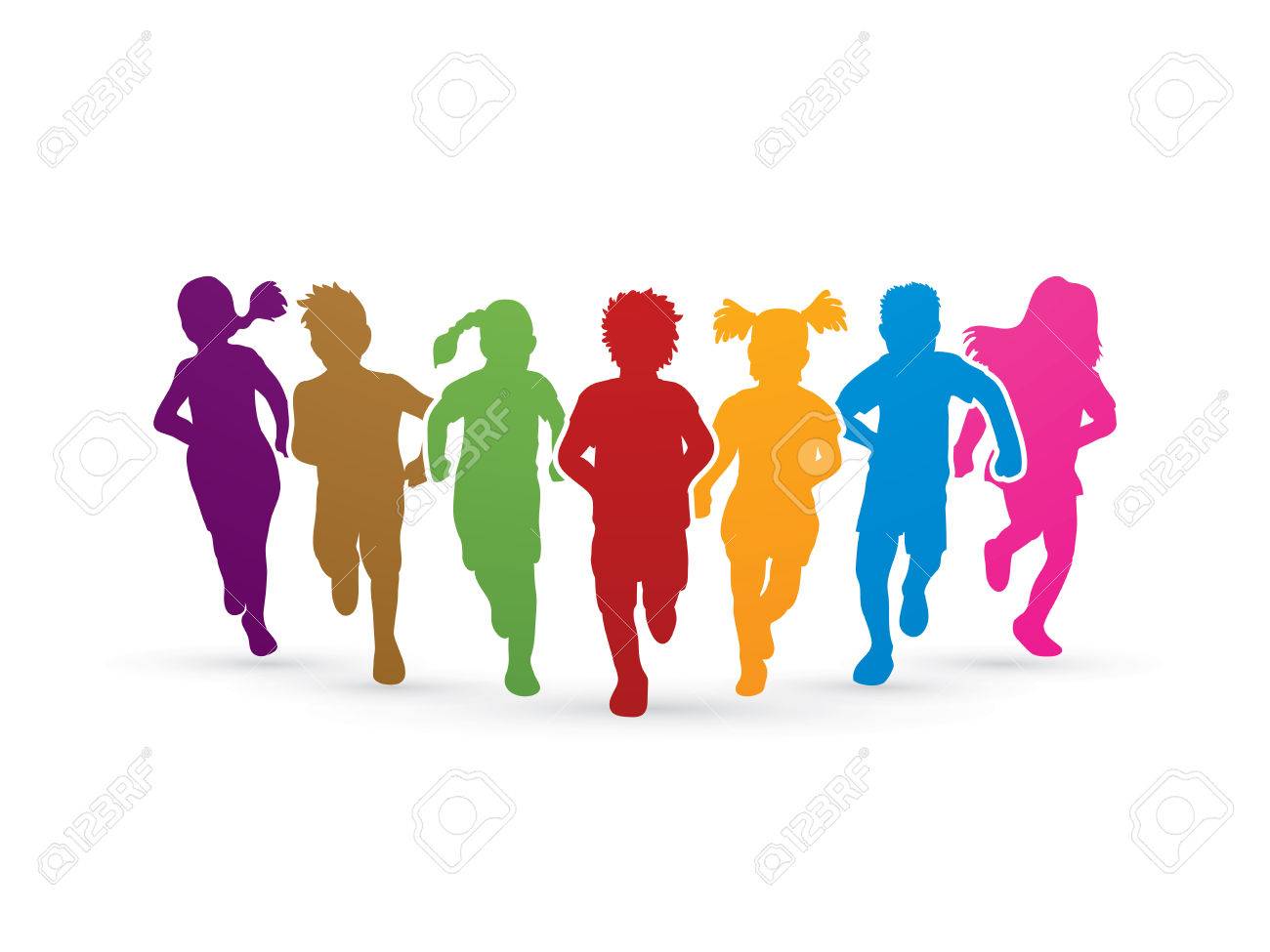 Children Running, Designed Using Colorful Graphic Vector. Royalty Free  Cliparts, Vectors, And Stock Illustration. Image 61089267.