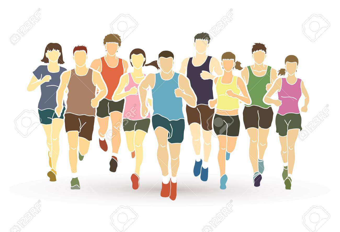 Corredores De Maratón, Grupo De Personas Corriendo, Hombres Y Mujeres  Corriendo Vector Gráfico. Ilustraciones Vectoriales, Clip Art Vectorizado  Libre De Derechos. Image 83295509.