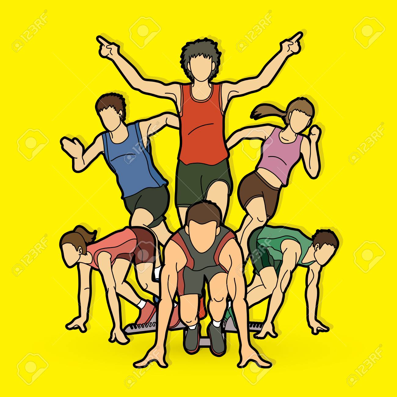 running team cartoon