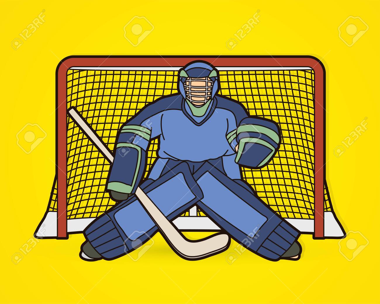 Ice Hockey Goalie, Sport Player Cartoon Action Graphic Vector. Royalty Free  SVG, Cliparts, Vectors, and Stock Illustration. Image 134459853., image size:1300x1040