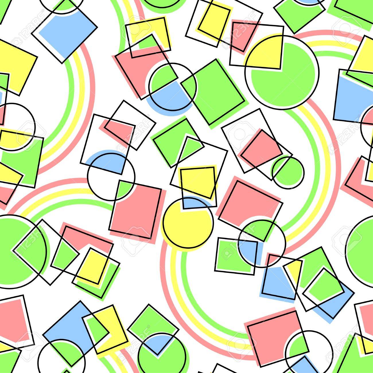 Figuras Geométricas De Color. Un Fondo Claro Y Transparente ...