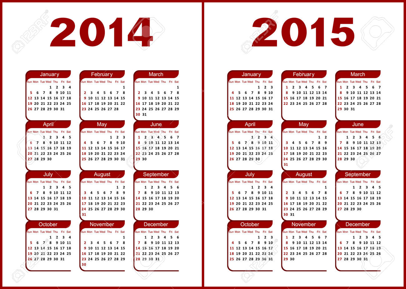 2014 and 2015 calendars