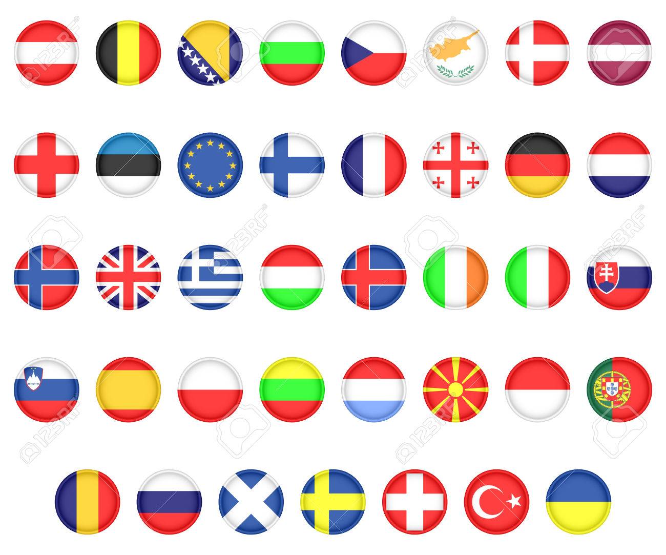 Ensemble De Drapeaux Des Pays Europeens Icones Sur Un Fond Blanc Clip Art Libres De Droits Vecteurs Et Illustration Image