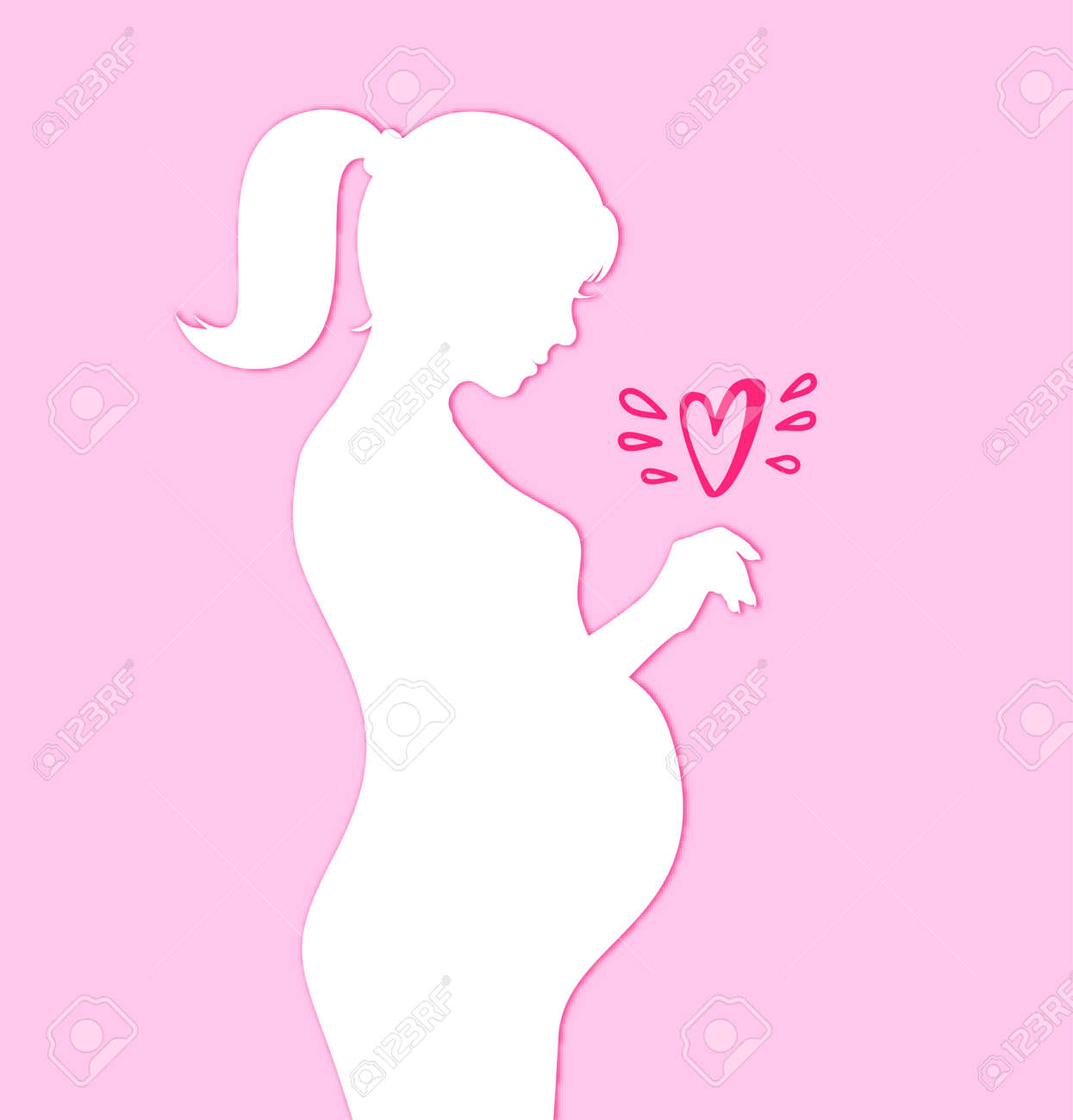 Beautiful Pregnant Woman Silhouette. New Born With Love. Vector Cartoon  Illustration On Rose Background Royalty Free SVG, Cliparts, Vectors, and  Stock Illustration. Image 82031546., image size:1245x1300