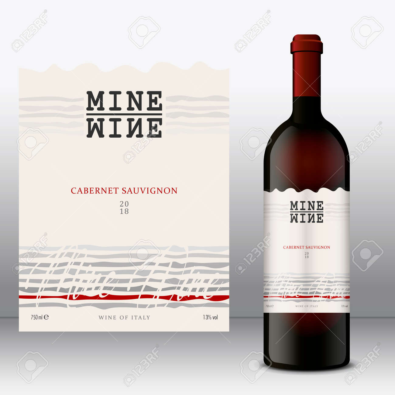 Download Modern Vector Wine Label And Bottle Of Wine Mockup With This Royalty Free Cliparts Vectors And Stock Illustration Image 116285611