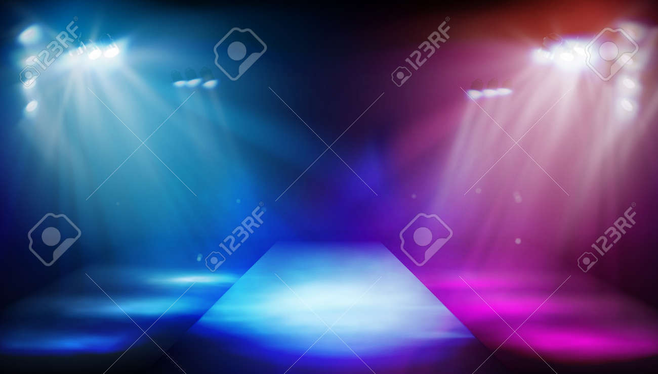Stage Podium Illuminated By Spotlights. Empty Runway Before Fashion Show.  Colorful Background. Vector Illustration. Royalty Free SVG, Cliparts,  Vectors, And Stock Illustration. Image 148304401.