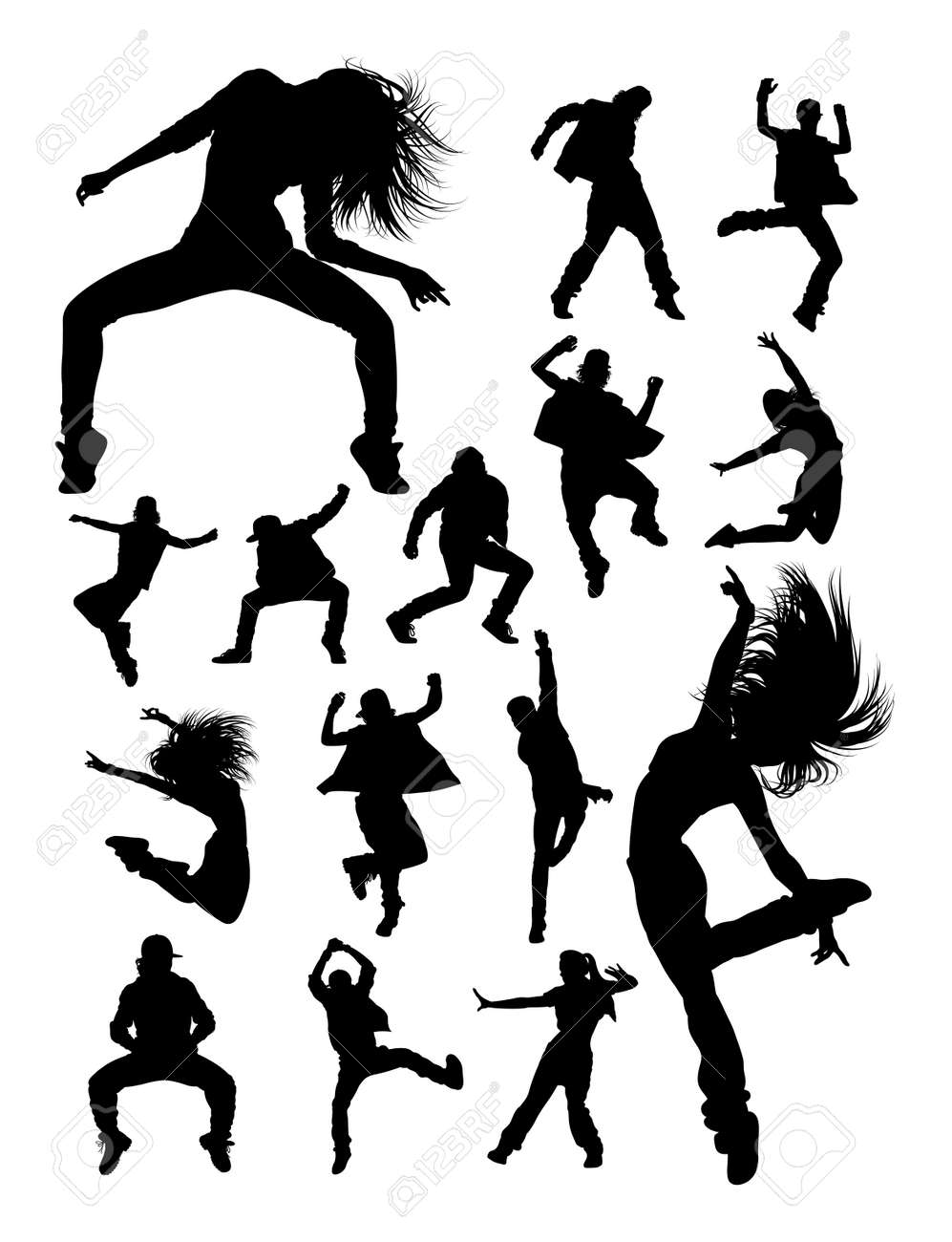 Hip hop modern dance dancer silhouettes. Good use for symbol, logo, web icon, mascot, sign, or any design you want. - 113466445 Hip hop modern dance dancer silhouettes. Good use for symbol, logo, web icon, mascot, sign, or any design you want. - 113466445