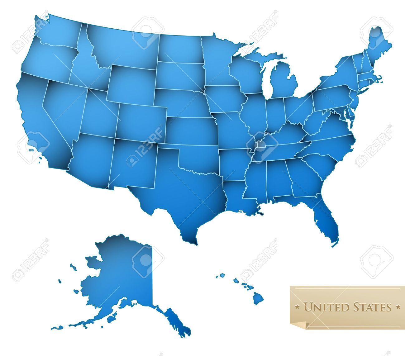Ee Uu Mapa Estados Unidos De América Con Todos Los 50 Estados Color Azul Aislados En Blanco Vector Ilustraciones Vectoriales Clip Art Vectorizado Libre De Derechos Image 11473856