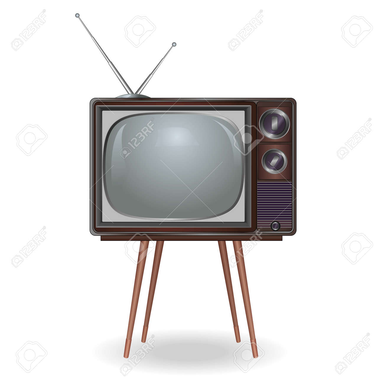 リアルなヴィンテージ レトロな白い背景で隔離のテレビ ベクトル イラストのイラスト素材 ベクタ Image リアルなヴィンテージ レトロな白い背景で隔離のテレビ ベクトル イラストのイラスト素材 ベクタ Image