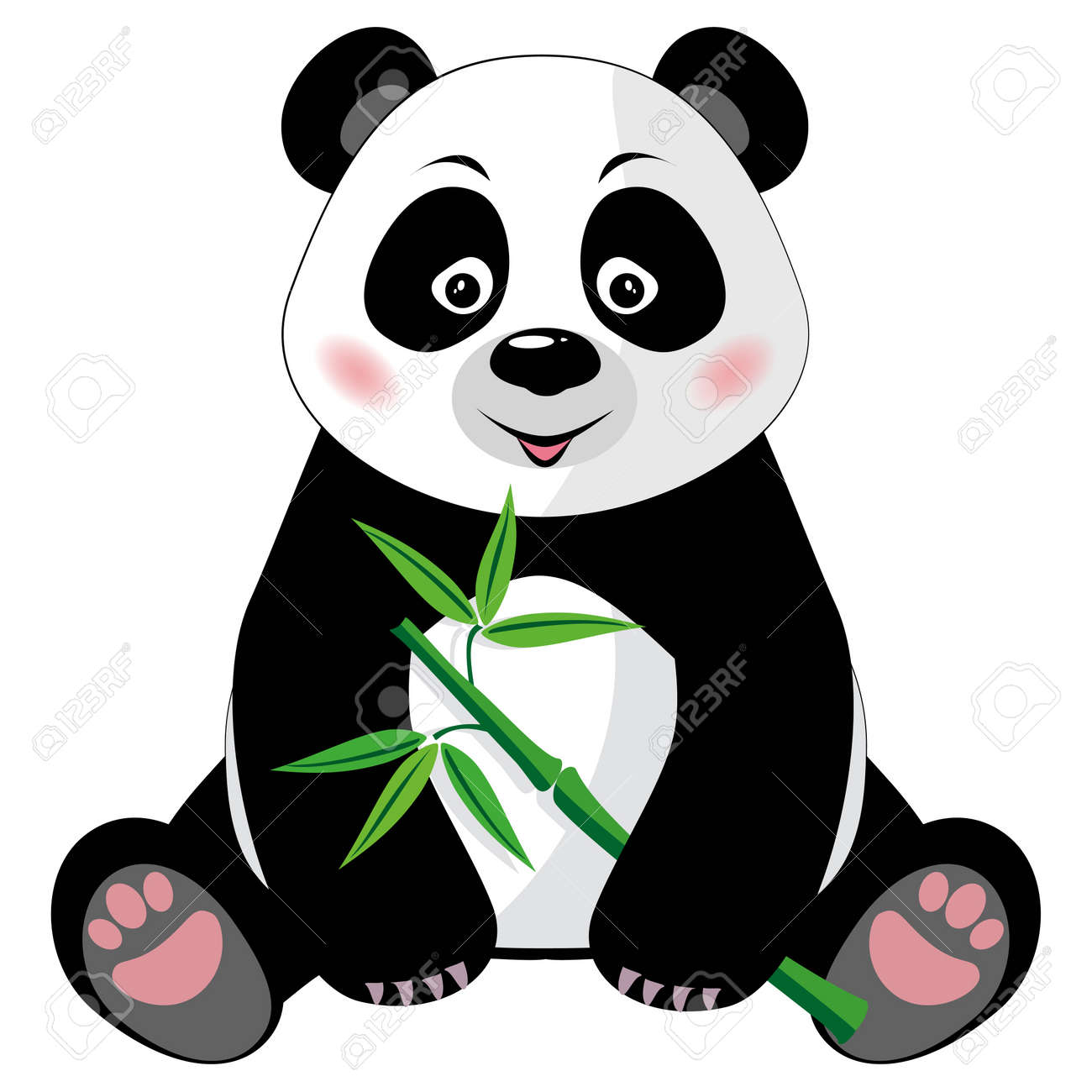 Sitting little cute panda with green bamboo isolated on white background Vector illustration, no transparency - 21171833 Sitting little cute panda with green bamboo isolated on white background Vector illustration, no transparency - 21171833