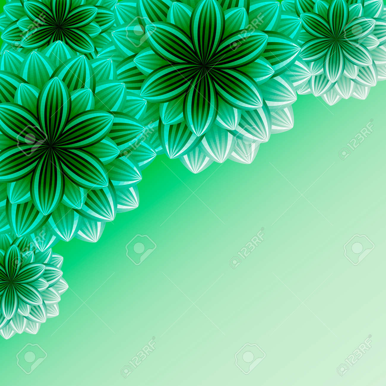 花スタイリッシュなトレンディな新緑の壁紙挨拶または招待カード ライフ イベントに対するベクトル図のテキストのための場所で美しい装飾的な背景のイラスト素材 ベクタ Image