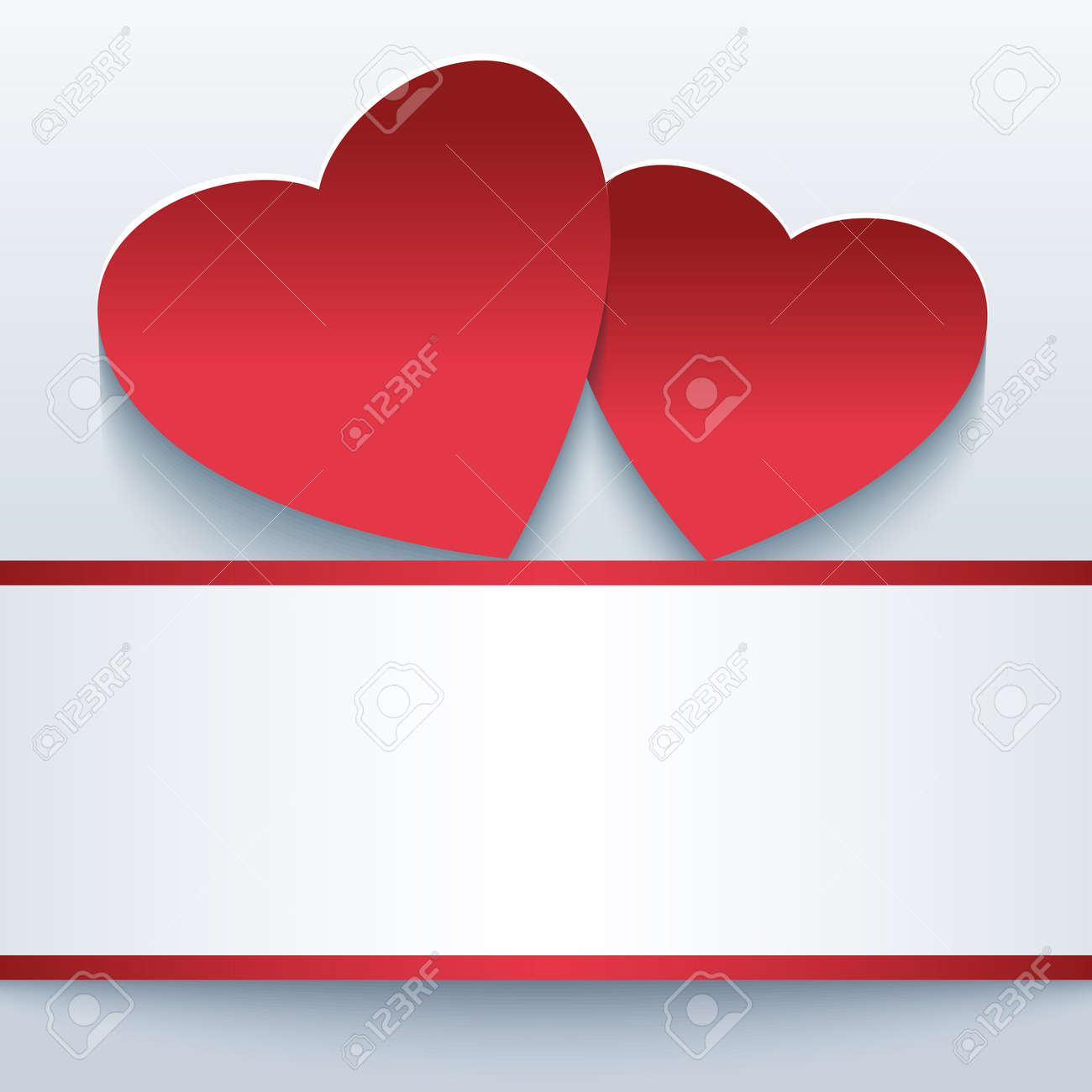 Fondo De Moda Amor Abstracto Con 3d Dos Corazones De Papel Rojo