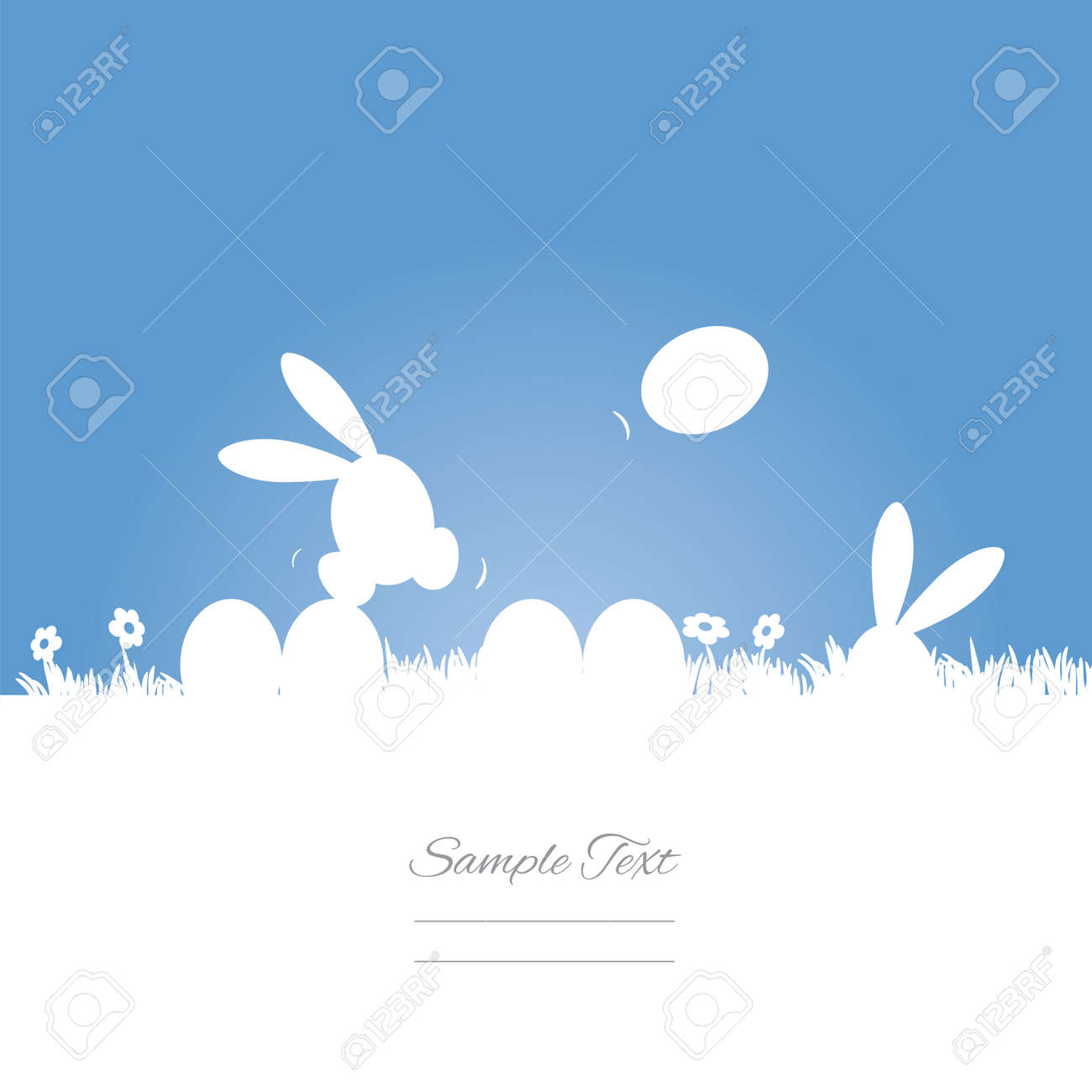 イースター バニー ゲーム卵ゲーム青背景のイラスト素材 ベクタ Image