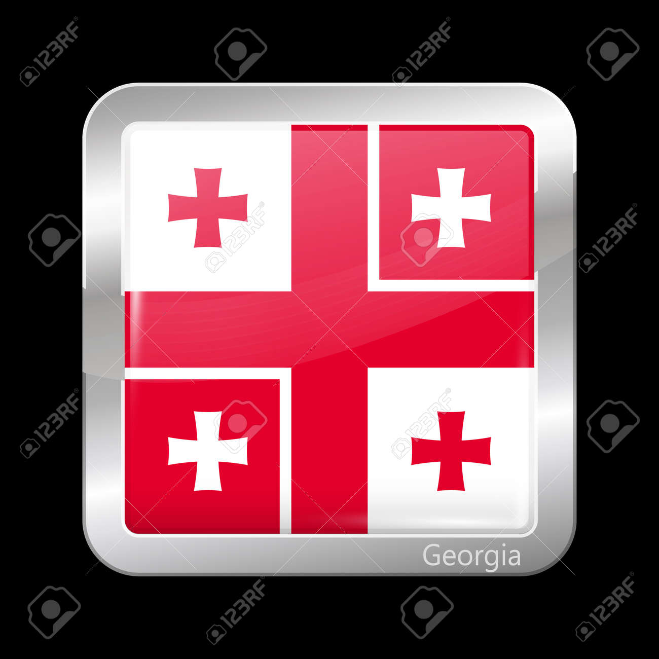 ジョージア バリエーション フラグ メタリック アイコン四角の図形 のイラスト素材 ベクタ Image