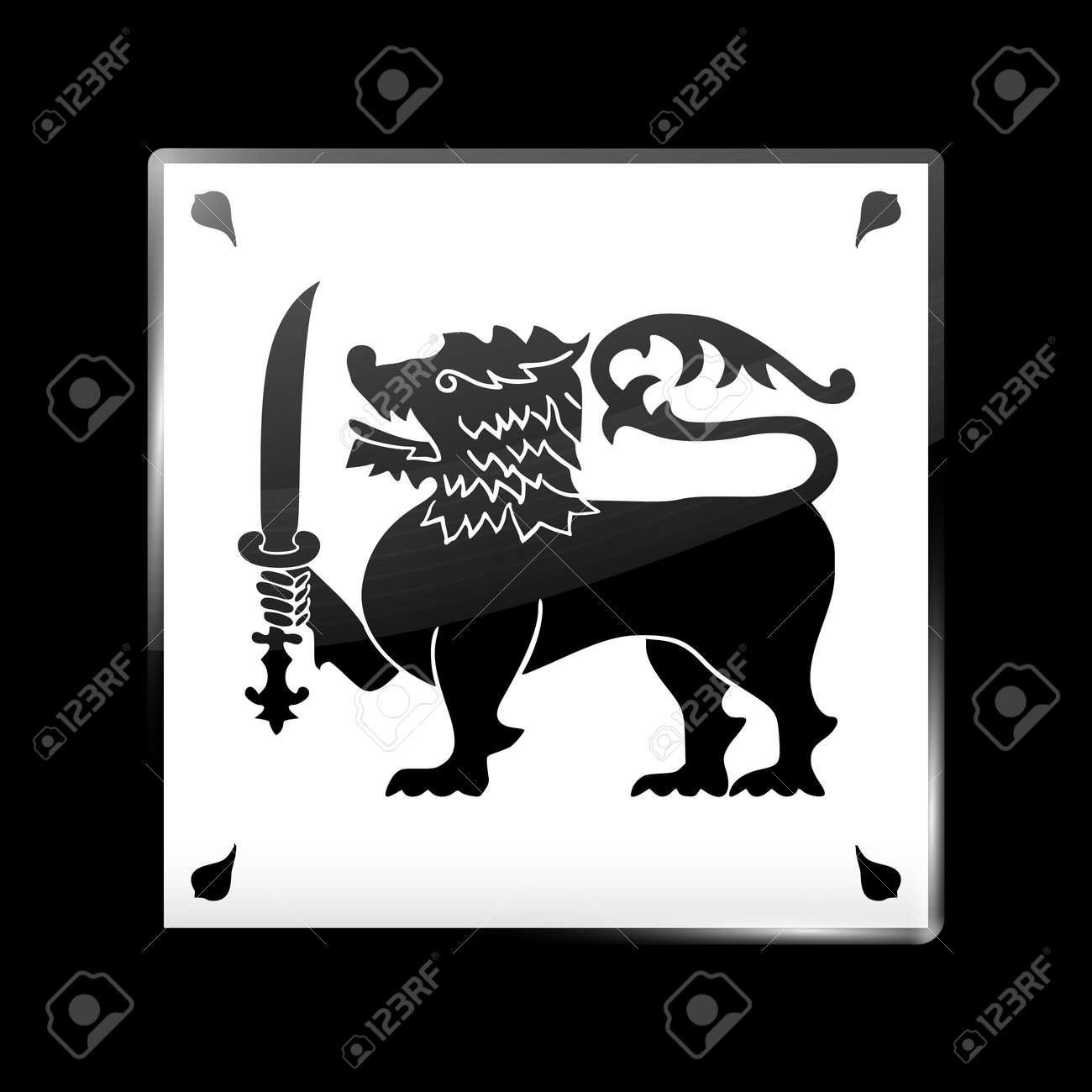 Flag Of Sri Lanka Glassy Icon Square Shape This Is File From