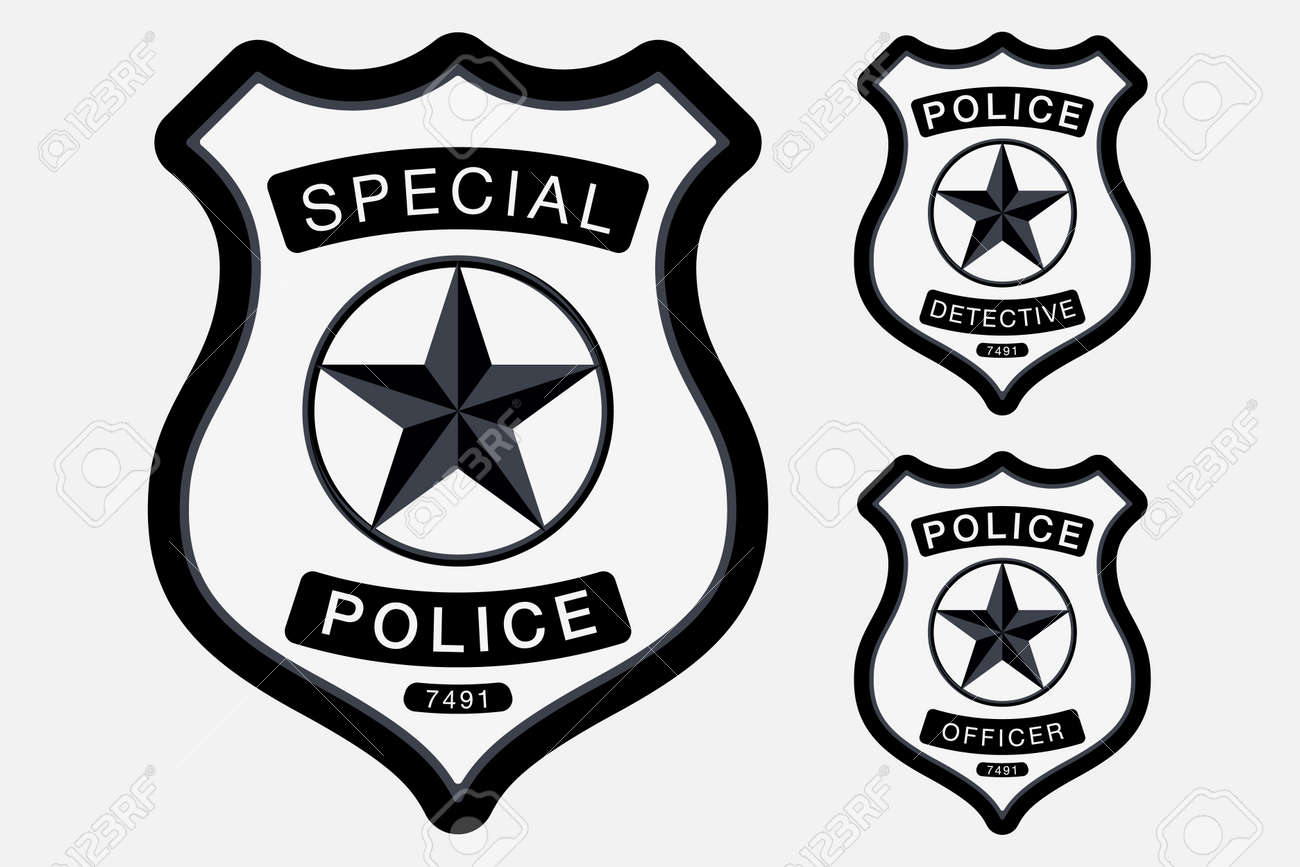 警察バッジの簡単な白黒印 ベクトル イラスト白背景に分離されました のイラスト素材 ベクタ Image 警察バッジの簡単な白黒印 ベクトル イラスト白背景に分離されました のイラスト素材 ベクタ Image