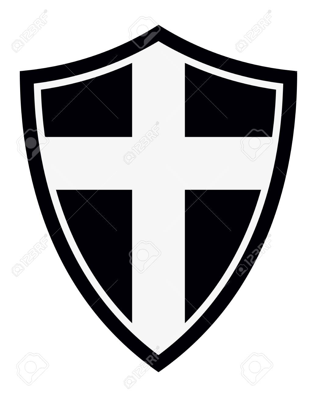 Medieval Shield Of Knight With Cross. Design Elements. Vector Isolated  Illustration Клипарты, SVG, векторы, и Набор Иллюстраций Без Оплаты  Отчислений. Image 141026000