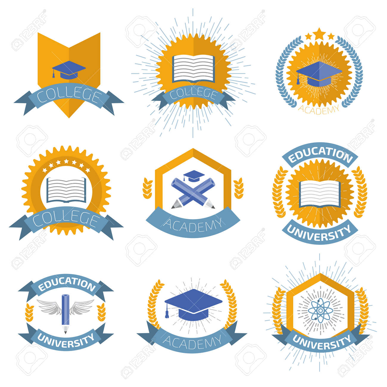 high education logos set