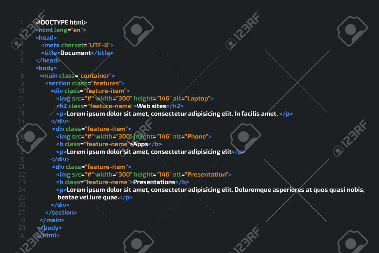 Html Code Website. Coding, Programming Concept. Vector Illustration. Royalty  Free SVG, Cliparts, Vectors, And Stock Illustration. Image 95156435.