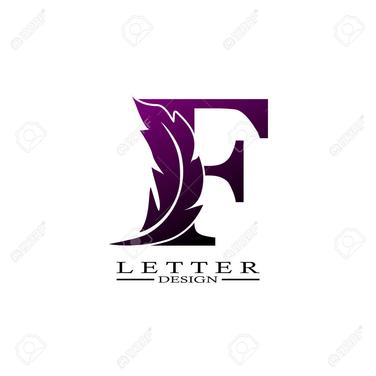Initial Letter F Logo With Feather. Trendy Design Concept Luxury Feather  Element. Royalty Free SVG, Cliparts, Vectors, and Stock Illustration. Image  159992144., image size:1300x1300
