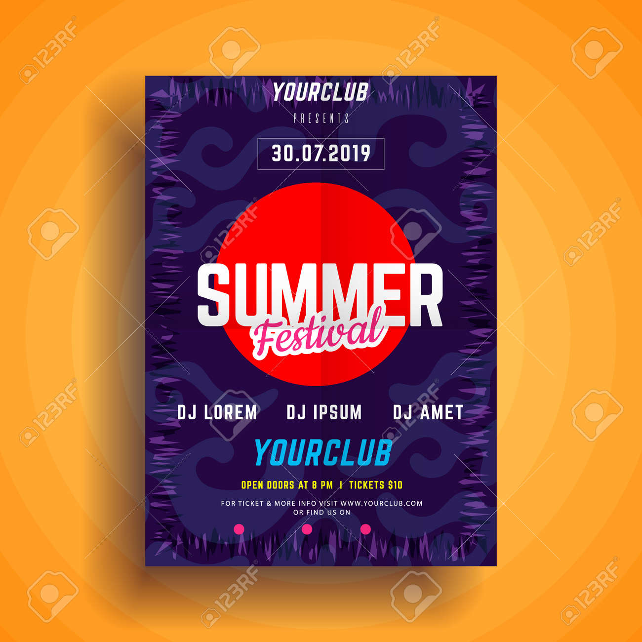 Summer Party Poster.Summer Festival Vertical Flyer Template With Summer Event Flyer Template