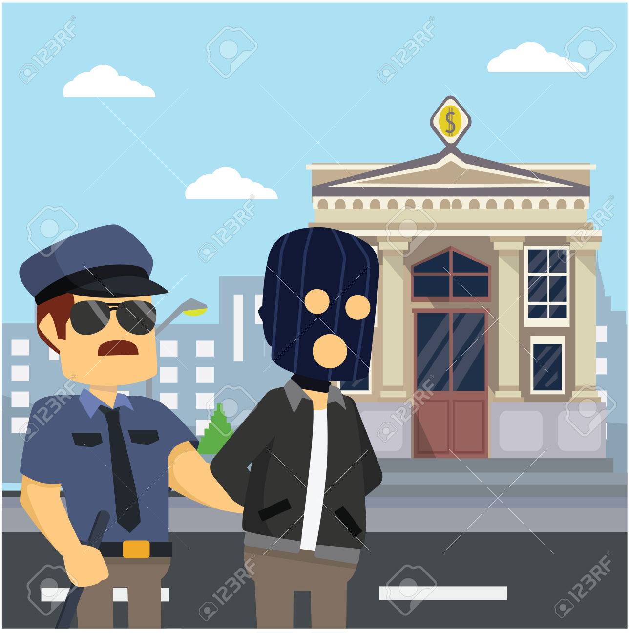 強盗は警察に捕まるのイラスト素材 ベクタ Image 強盗は警察に捕まるのイラスト素材 ベクタ Image
