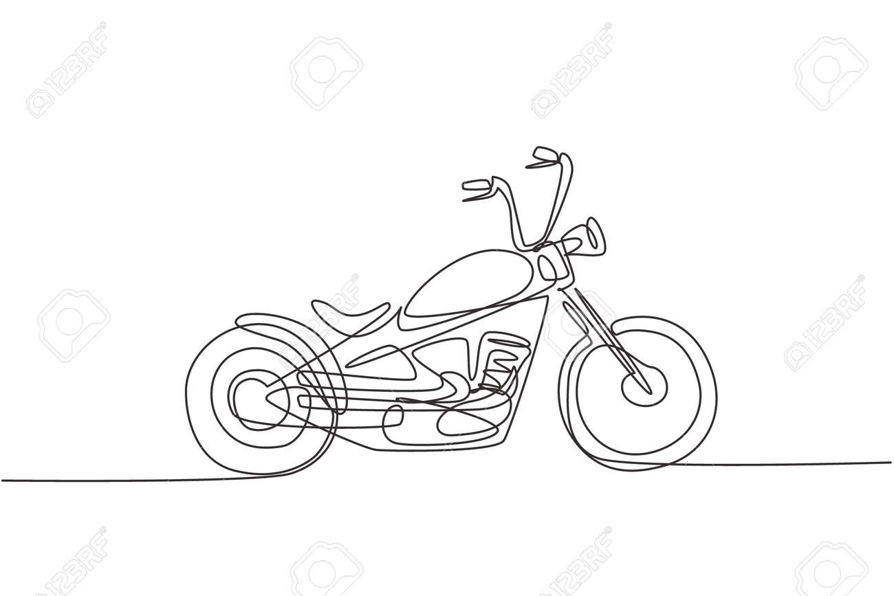 Desenho Linha Contínua Retro Velho Ícone Motocicleta Vintage