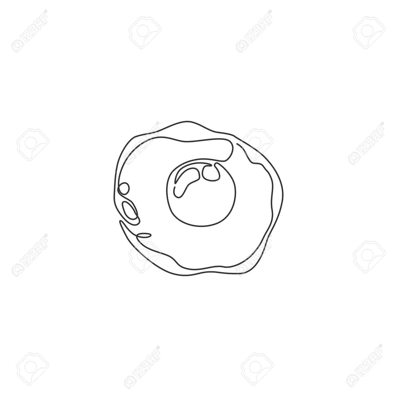 Uma Linha Contínua Que Desenha O Lado Ensolarado Americano Fresco Delicioso Acima Do Emblema Do Logotipo Do Restaurante Do Ovo. Conceito Do Modelo Do Logotipo Da Loja Do Café Do Fast Food.