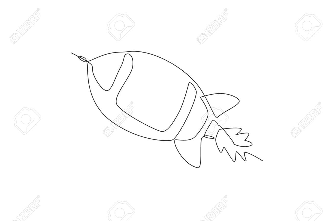One Continuous Line Drawing Of Simple Retro Spacecraft Flying Royalty Free Cliparts Vectors And Stock Illustration Image