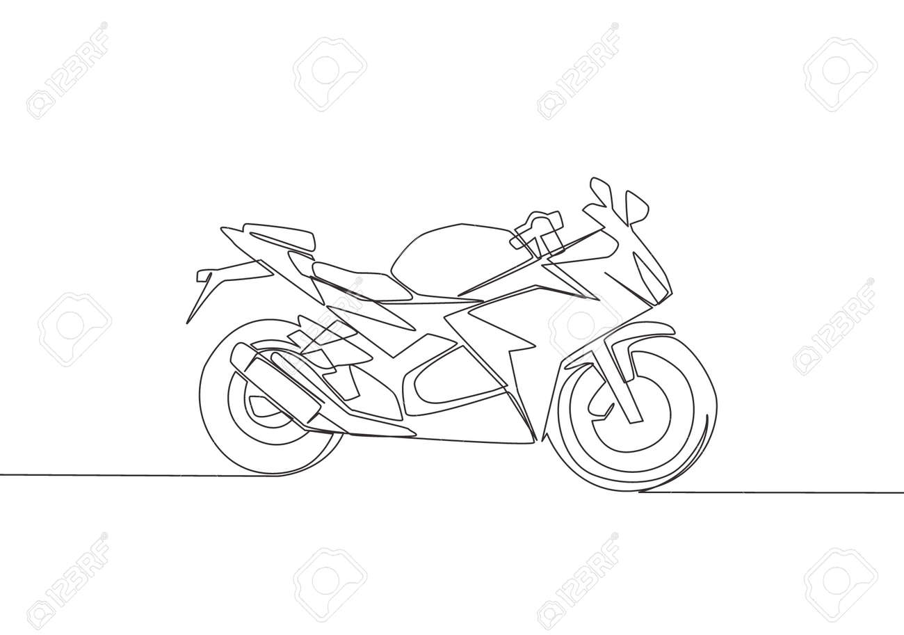 One Continuous Line Drawing Of Luxury Sport Motorbike Logo. Big Motorcycle  Concept. Single Line Draw Design Vector Illustration Royalty Free SVG,  Cliparts, Vectors, and Stock Illustration. Image 174260291., image size:1300x913