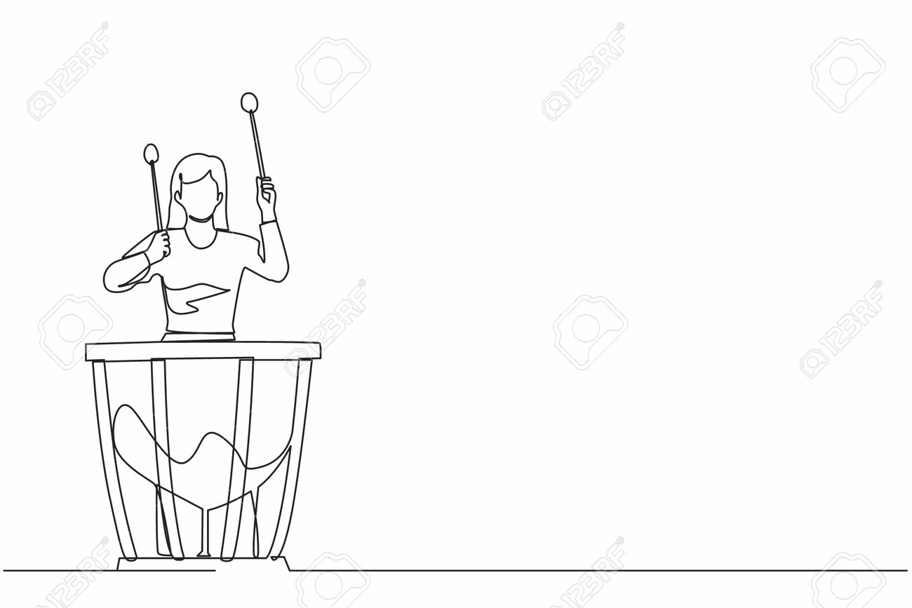 女性の楽器演奏デザイン